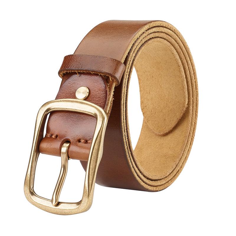 Men's Genuine Leather Cowhide Belt - Retro, Versatile, Trendy Korean Style for Casual Wear