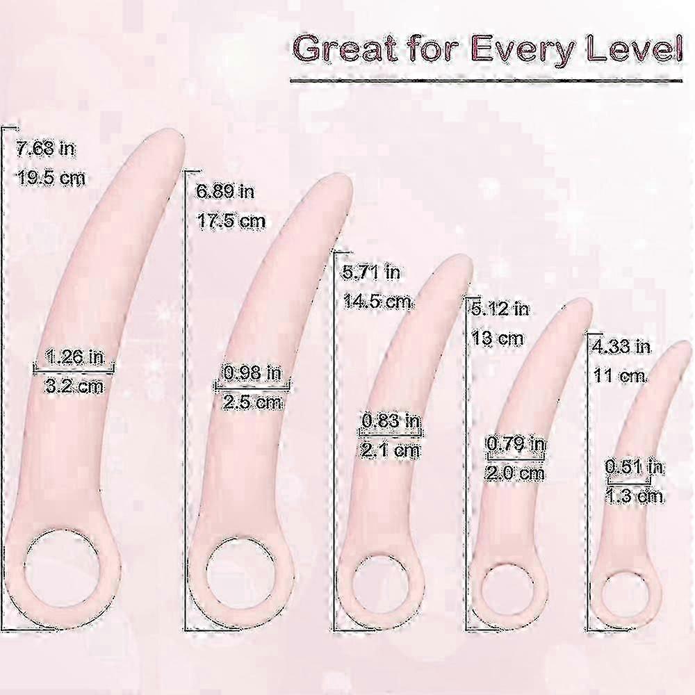 Qoqiu 5-Pack Silicone Pelvic Floor Dilator - Muscle Training Wand for Women's Health & Postpartum Recovery