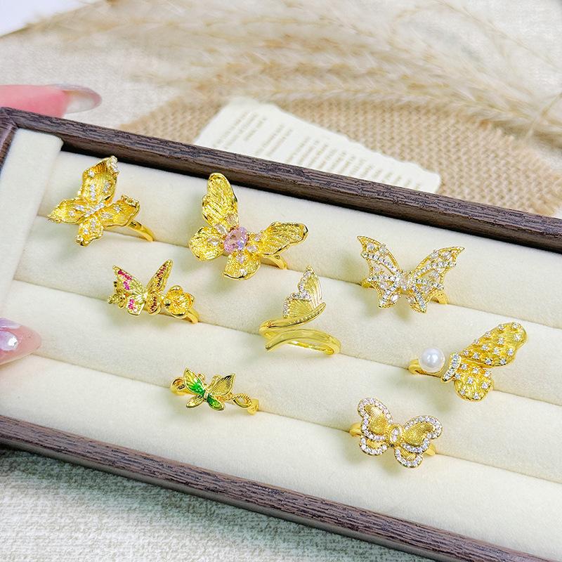 Medieval Vintage Butterfly Series Zir*****Pen Ring Personalized Retro Niche High-End Ring