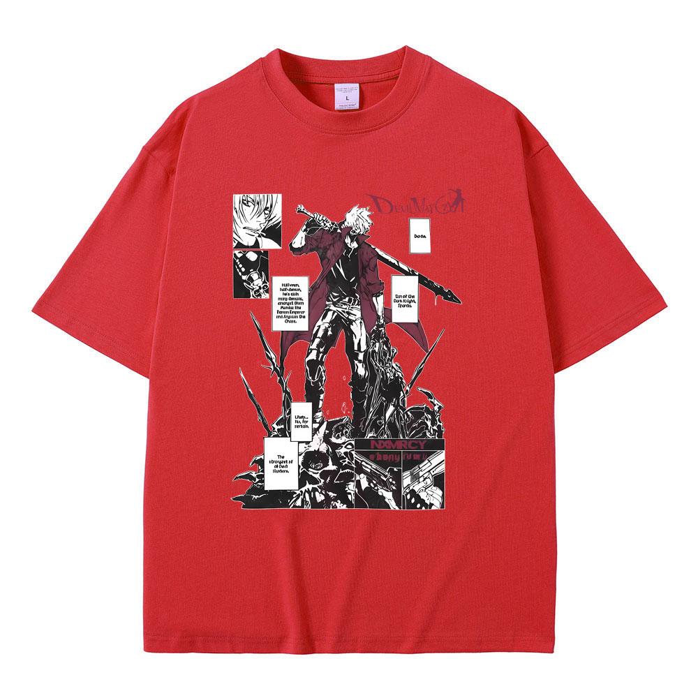 Anime Devil May Cry Syn Spardy Dante Koszulka z grafiką Mężczyźni Kobiety Manga Luźne Koszulki Męskie Codzienne Bawełniane Vintage Koszulki