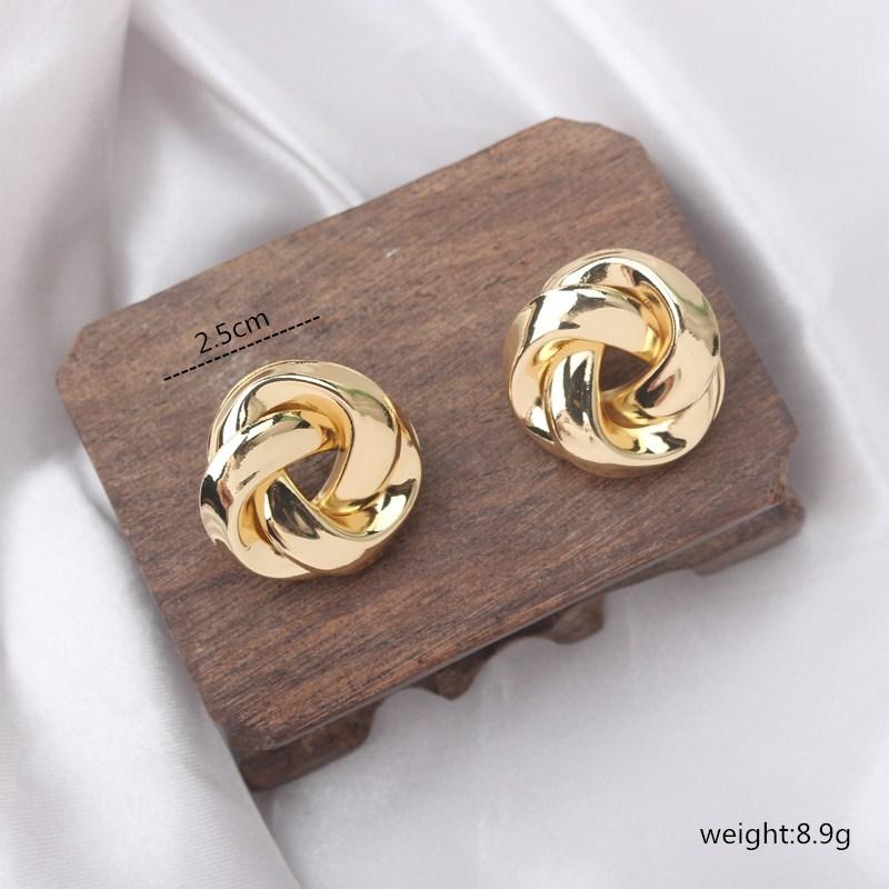 New Big Metal Dangle Earrings for Women Gold Color Spiral Exaggerated Drop Earrings Heavy Ear Jewelry Earrings for Women