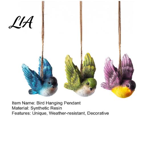 Whimsical Outdoor Hanging Ornaments 3Pcs Resin Bird Ornament, Hand-Painted Figurine with Jute String, Small Figurines Weatherproof Tree Patio