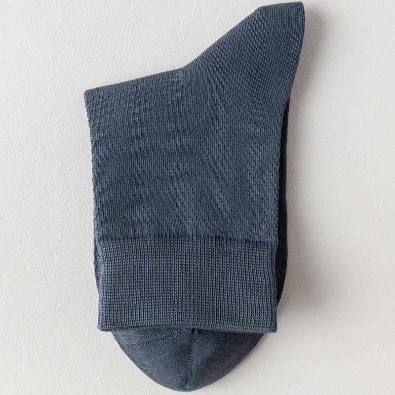 Breathable, Mid-calf Pure Cotton Socks: Mesh, Odor-resistant, Sweat-absorbing, Thin for Spring/summer, Solid Color, Seamless, Long Fit.