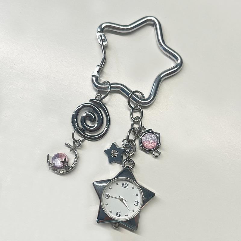 Retro Star Watch Keychain Y2K Carabiner Pendant Couple'S Bag Charms Hangings Ornament Accessories