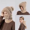 Womens Knit Hat With Neck Warmer And Windproof Fleece For Winter Outdoor Activities