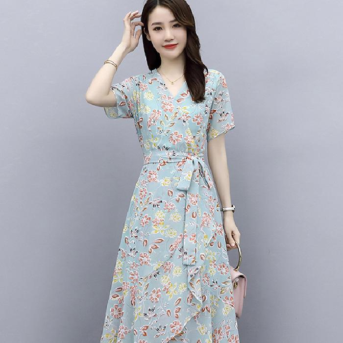 Floral Dress Women's Summer Simple and Generous Temperament Socialite Mother Feeling Skirt
