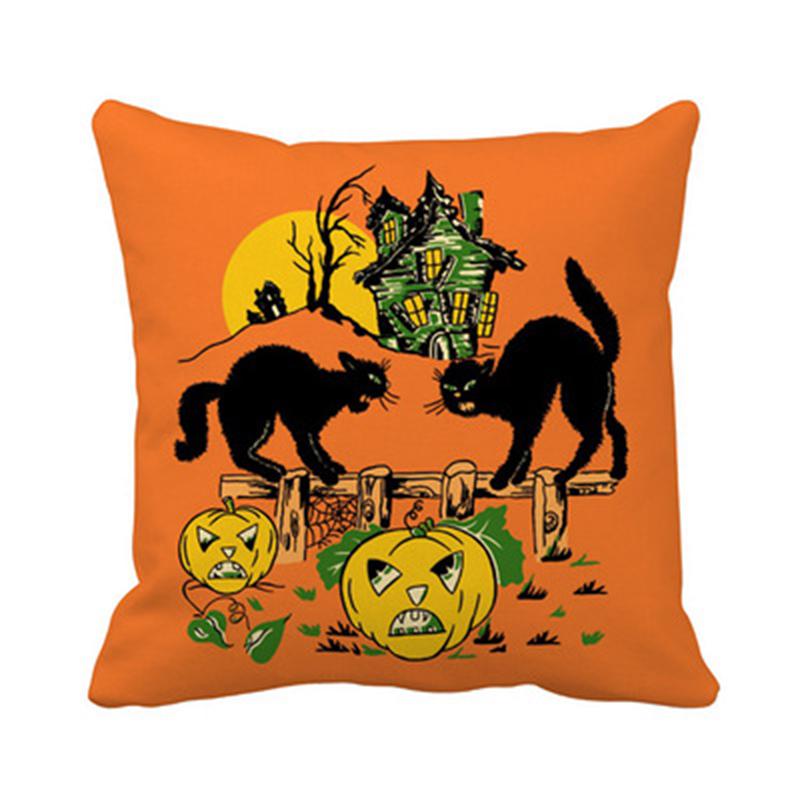Halloween Theme Wizard Print Pattern Cushion Cover Home Living Room Sofa Decoration Square Polyester Pillow Pillow Cover