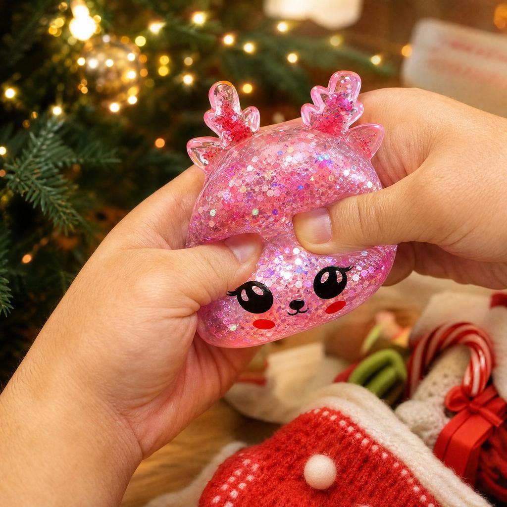 1 Random Christmas Toy with Glitter, Slow Rising Maltose