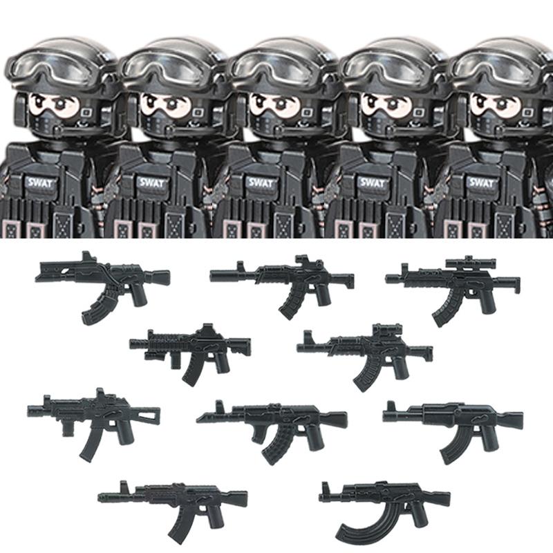 Polizia Cittadina Cina Forze Speciali Blocchi di Costruzione Soldato d'Assalto Figure SWAT Maschera Difesa Gas Armi Militari Mattoncini Giocattoli Bambini
