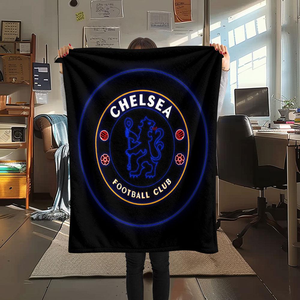 Chelsea bedekte Flanelldecke, weicher Überwurf für Schlafzimmer Sofa, waschbar, Fußballfanartikel, tolles Geschenk.