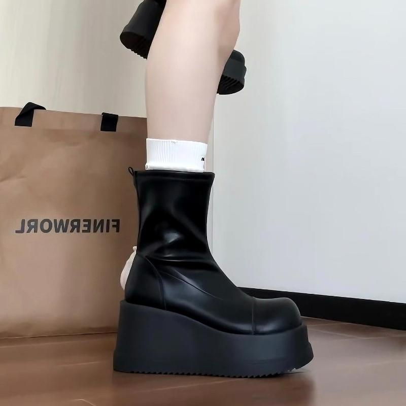 Platform Chunky Style Women Ankle Boots Fashion Autumn Winter Ladies Thick Bottom Short Booties