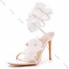 Shoes Woman Strap High-heeled SandalsWomen's White Flower Female Banquet Wedding Dress Bridal Shoes Princess Sandals Ladies