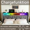 Linen Upholstered Bed,Features LED Strip, USB & Type-C Charging, Drawers, Headboard Shelf, and Wood Slats,Gray.