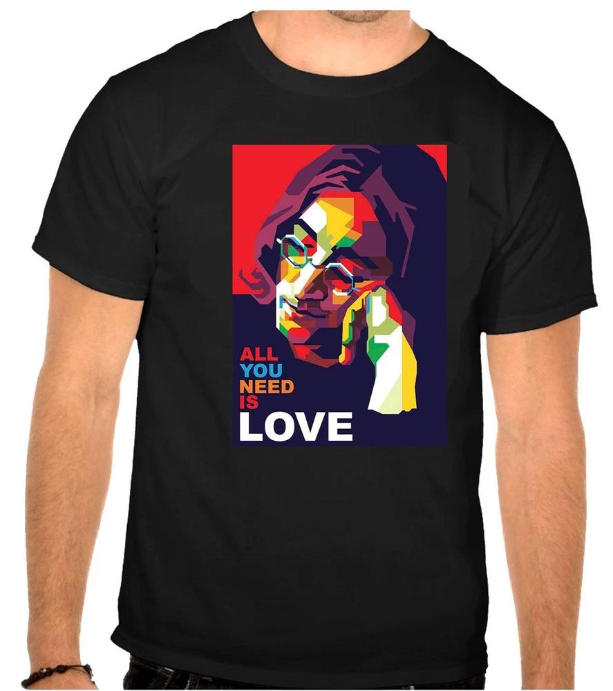 John Lennon Rockmusik Logo Schwarzes T-Shirt 1398