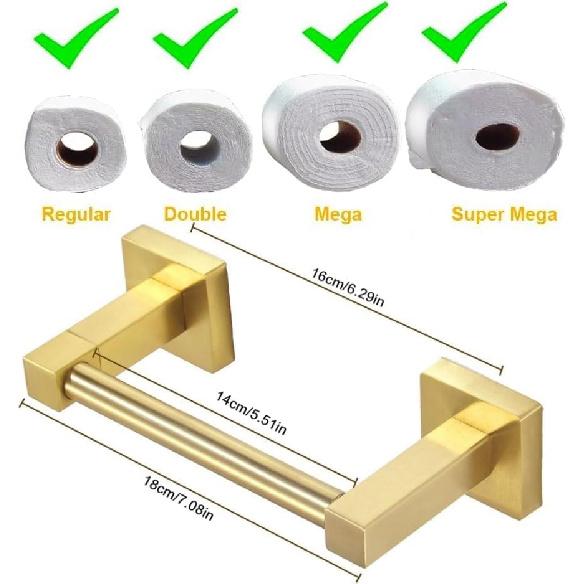 Toilet Paper Holder,Stainless Steel Double Post Pivoting Toilet Paper Holder,Adjustable Change The Rolls Tissue Holder for Bathroom,Brushed Gold