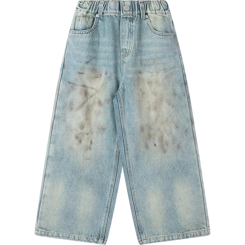 Mucmukn Unisex Kids Trendy Gradient Distressed Jeans 140CM