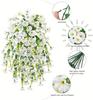1pcs Artificial Morning Glory & Eucalyptus Vine Wall Hanging - Pink & Purple Trumpet Flower Decoration for Outdoor Garden, Patio, or Home Decor