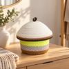 Interlaced Storage Basket with Domed Lid Handwoven Woven Organizer Stylish for