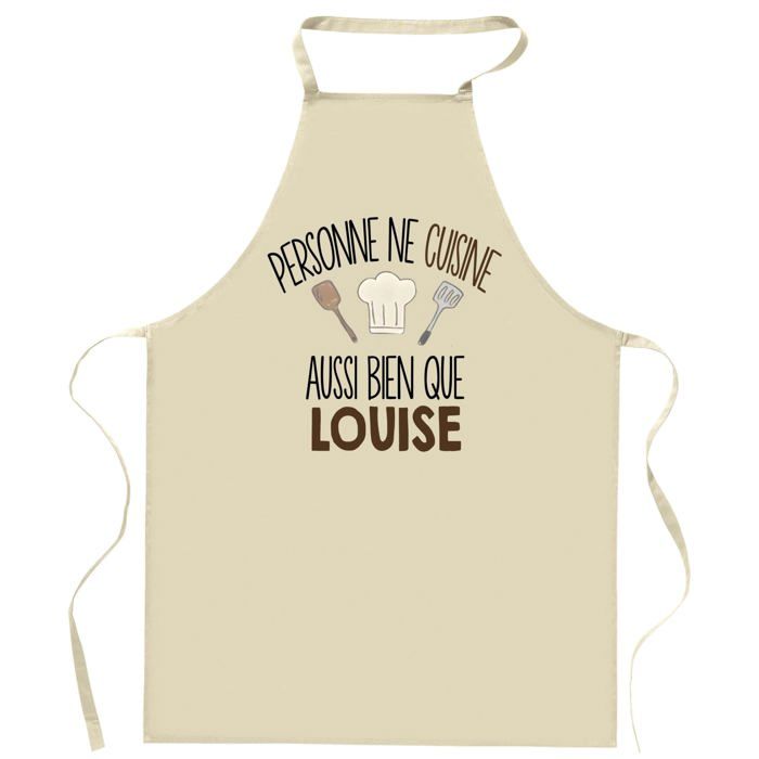 Tablier de cuisine - Planetee personnalisé (prénom LOUISE) - Impression bretonne - Coton résistant - Imprimé en France