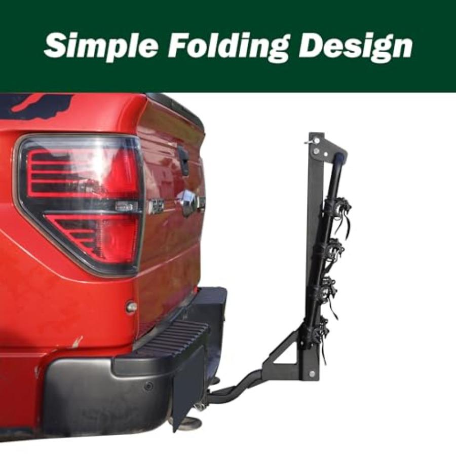 Foldable 4Bike Rack with 120 lbs Capacity for Cars SUVs Vans RVs Hitch Mount Bike Carrier with Pin Clip Compatible with 1.25 an