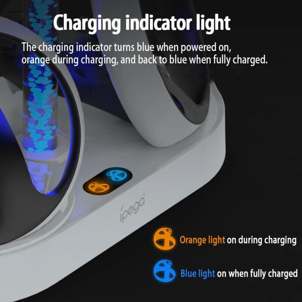 Magnetic RGB Charging Stand for PS5 Console & PS VR2, Dual Controller Charger with Headset  Glasses Storage Holder