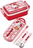 Skater Lunch Box Trio Set Hello For Made in Chopsticks, Spoon, Fork, Kitty, Ushirou-shiro, Sanrio, Children, Antibacterial, Easy-to-open Slide-type,