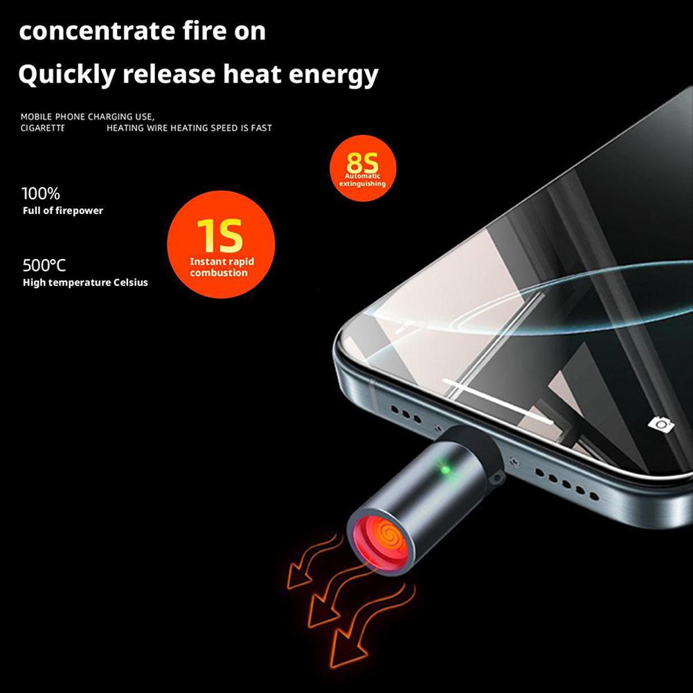 1/2PCS USB Type-C Mini Cigarette Lighter Without Built-In Battery Portable Electric Lighter Small Flameless Windproof Outdoor