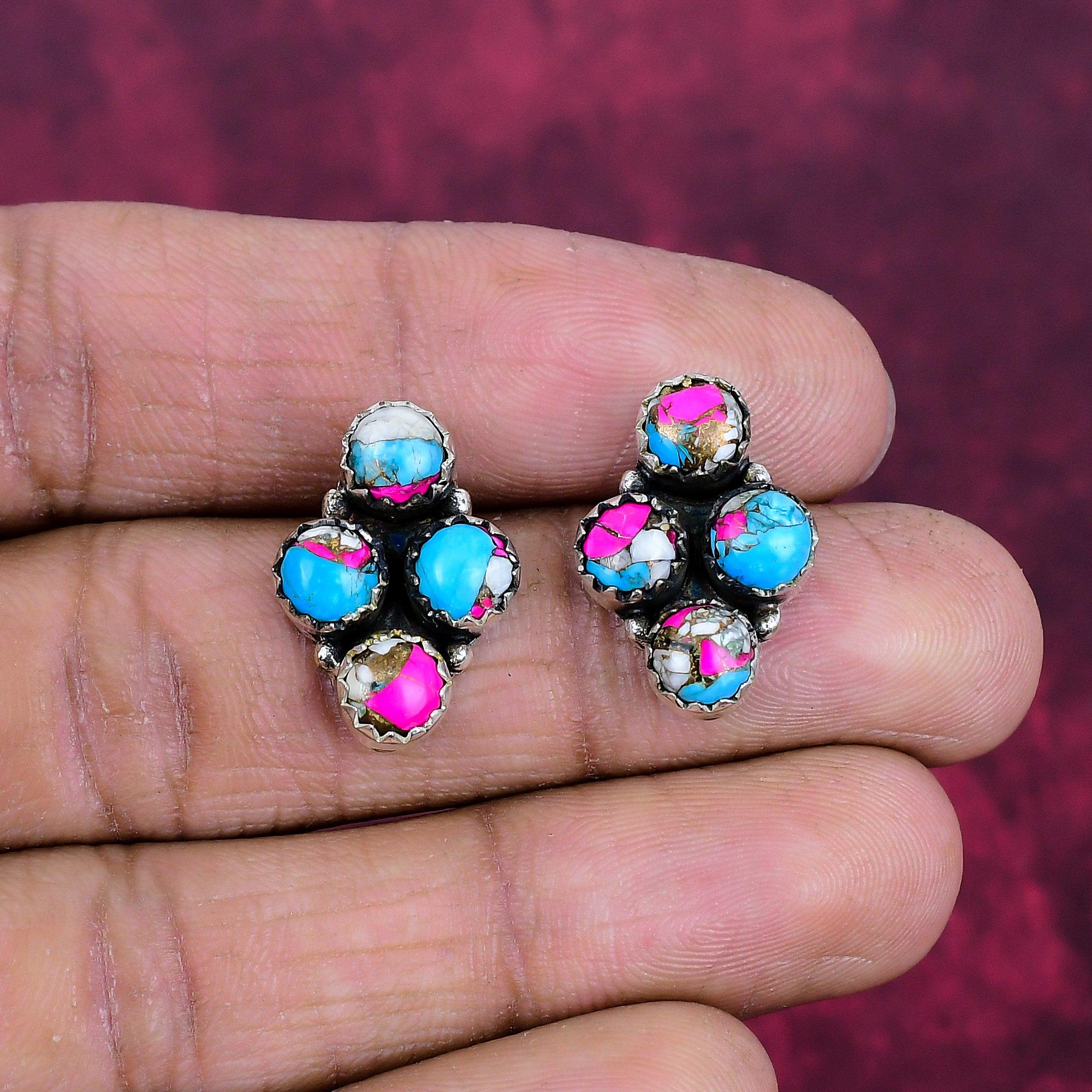 

Бижутерия из бирюзы Сладкая вата , Серьги из стерлингового серебра 925 пробы, Бижутерия ручной работы с драгоценными камнями для женщин 0.78 Inches