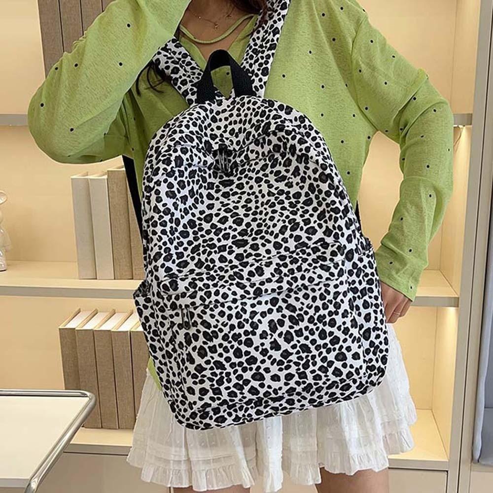 Retro Students School Bag Daypack Large Capacity Backpack Laptop Bag Leopard Print Backpack  Daily