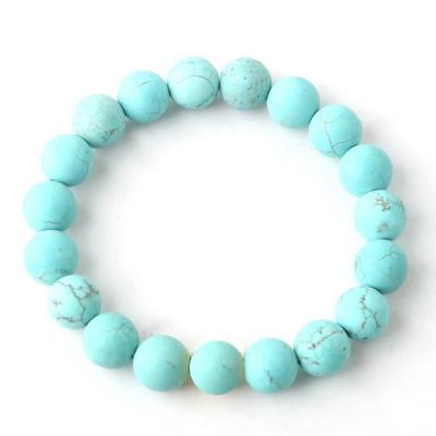 Natural Stone Bracelets, Turquoise-8mm Beads-19cm--Natural Amazonite Bracelet for Men and Women, Amethyst Beads, E