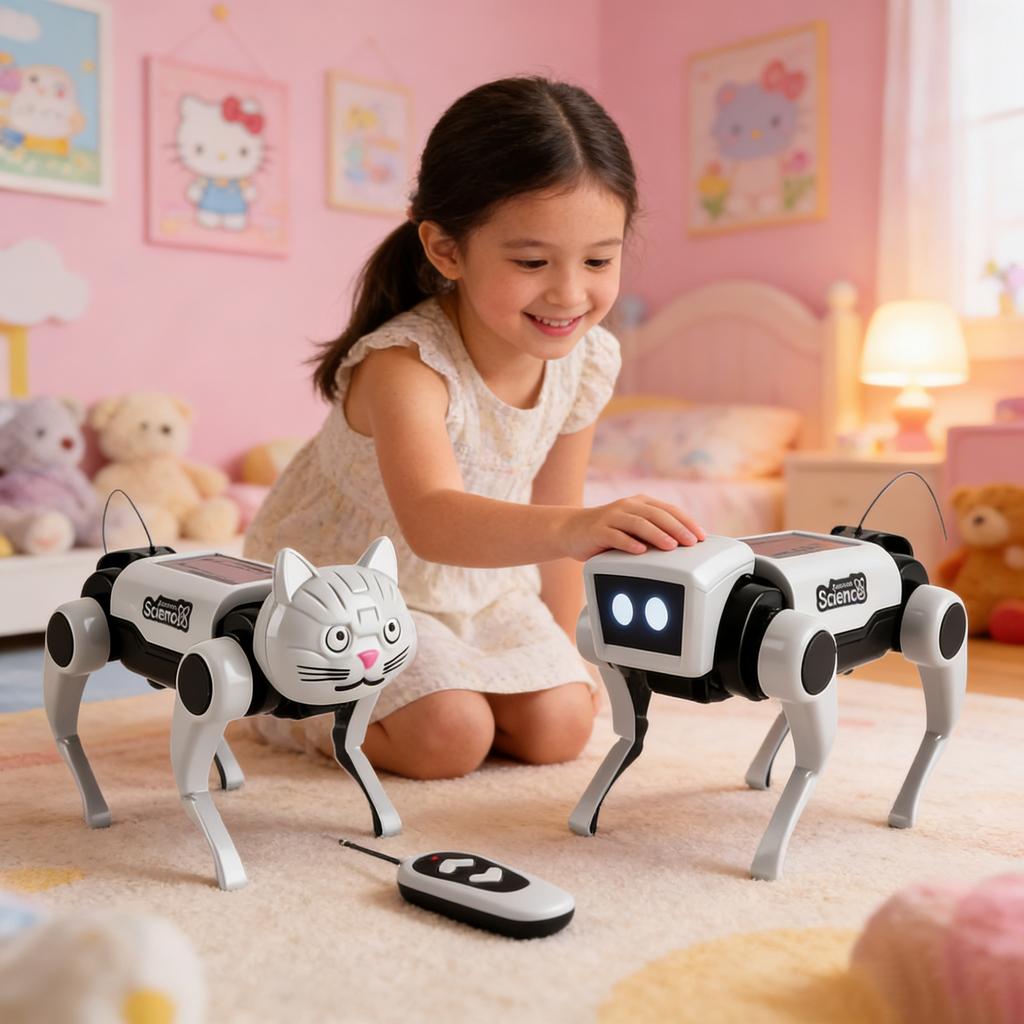 Robot Cat Dog Electronic Pet Remote Control Mechanical Dog Assembly Experimental Toy Mechanical Dog Mechanical Cat Walking