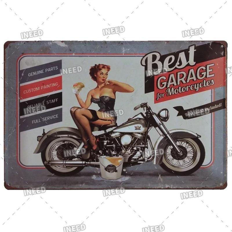 Retro Sexy Beauty Aluminum Poster - Men's Metal Plaque, Garage Cave Workshop Wall Decor