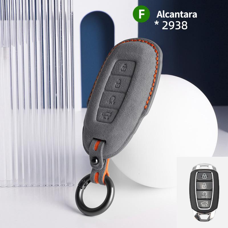 Alcantara Suede Car Key Case Cover Shell For Hyundai N Line Verna Solaris Elantra Azera Kona Encino Grandeur Palisade I30 Ix35