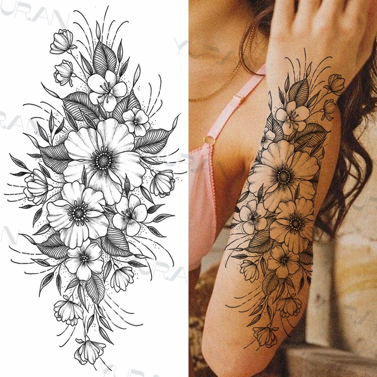 

Кружева Бабочка Роза Временная Татуировка Для Женщин Взрослых Хна Слон Подвеска Луна Цветок Поддельные Татуировки Водонепроницаемая Рука Татуировки Наклейки