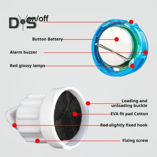 Lot de 2 lampes d'alarme de pêche, haute sensibilité, capteur de touche de canne à pêche de nuit, indicateur de touche électronique, lampe LED, accessoires de pêche