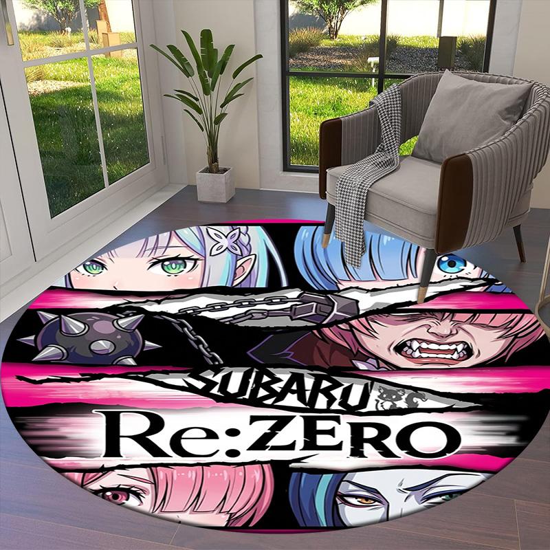 Re Zero Round Area Rug Carpet Rug For Living Room Bedroom Sofa Playroom Decor Nonslip Floor Mat