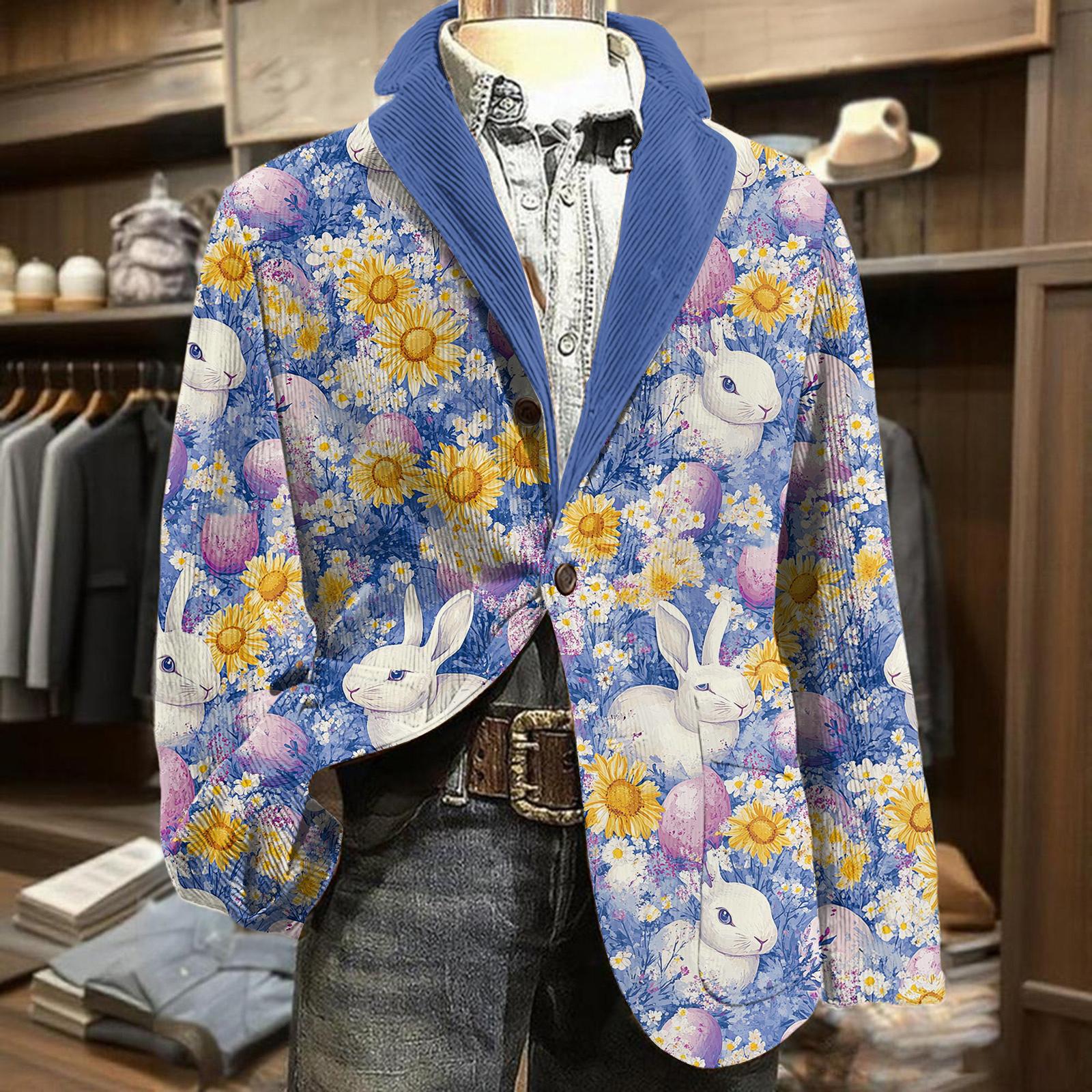 Мужская деловая повседневная мода Принтованная вельветовая куртка L