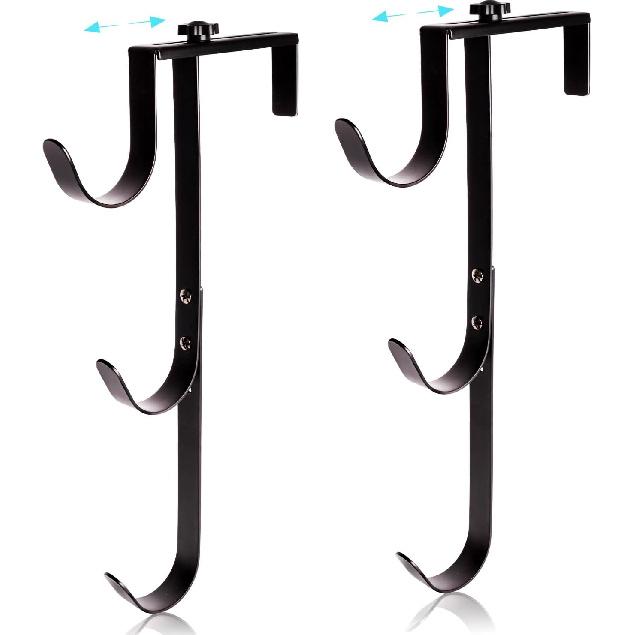 2 Pcs Adjustable Pool Pole Hanger with 6 Hooks Heavy Duty Fence Hook with Screws for Poles Swimming Pool Accessories Home Garden