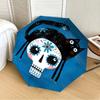 1PC Sugar Skull Cat Auto Folding Umbrella - Compact 8-Rib Design, Durable Plastic & Iron, Lightweight for Outdoor Daily Use097