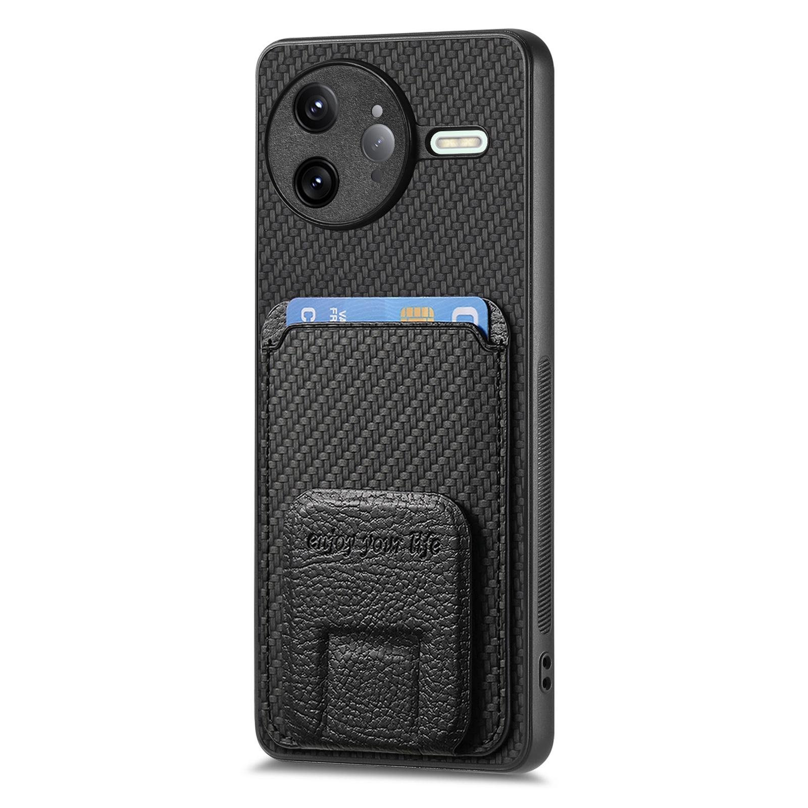 

For Xiaomi Poco F7 Ultra 5G/Xiaomi Redmi K80 Pro 5G Case Card Holder Carbon Fiber Texture Leather Coated TPU Phone Cover Green
