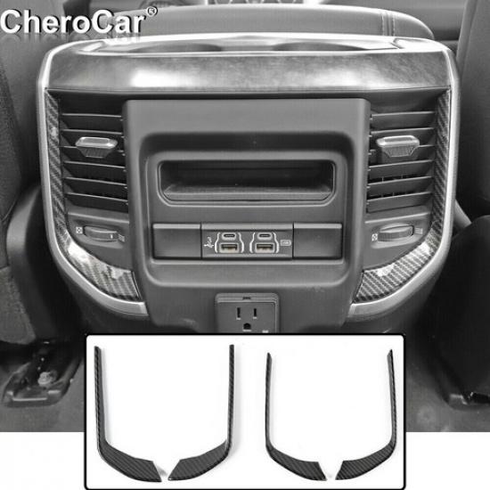 4X Front/Rear/Central AC Air Vent Outlet Trim For Dodge Ram 1500 18+Carbon Fiber