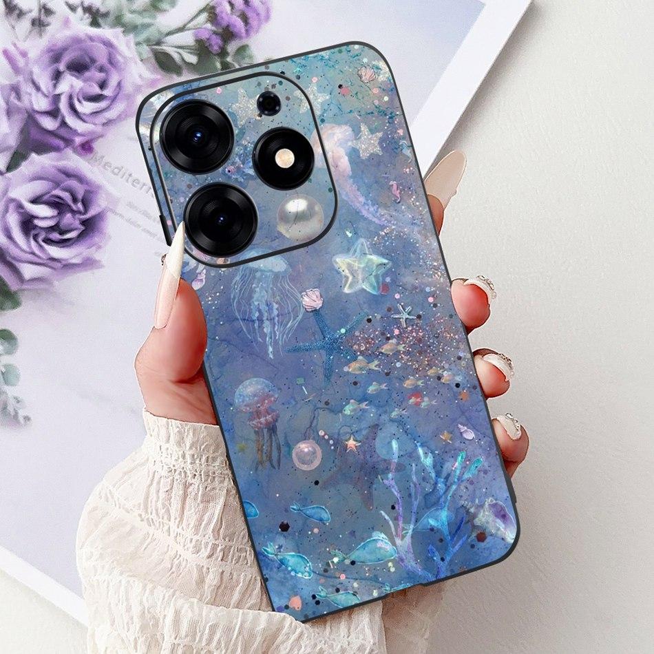 For Tecno Spark 10 Pro Phone Case Spark 10Pro 4G KI7 Elegant Floral Cat Printing Soft Silicone TPU Cases
