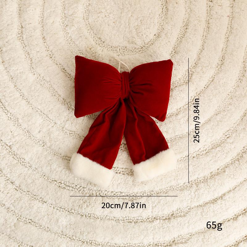 Large Red Velvet Christmas Bow Ornament for Tree or Window Display