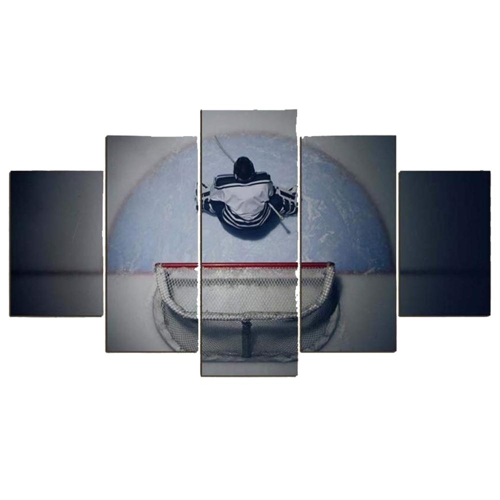 Canvas Painting Printed 5 Pieces Ice Hockey Goalie Poster For Modern Style Living Room Modular Picture Home Decoration