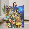 Saint Seiya Gold Saint Flannel Blanket Soft Durable Throw Blanket for Outdoor Camping Street Trend Bedspread Sofa Bed Cover