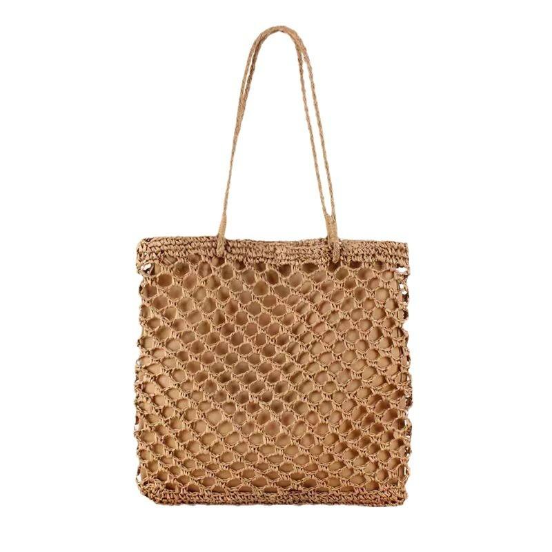 New hollow shoulder straw bag large capacity handwoven bag women's bag versatile beach bag tote bag women's bag