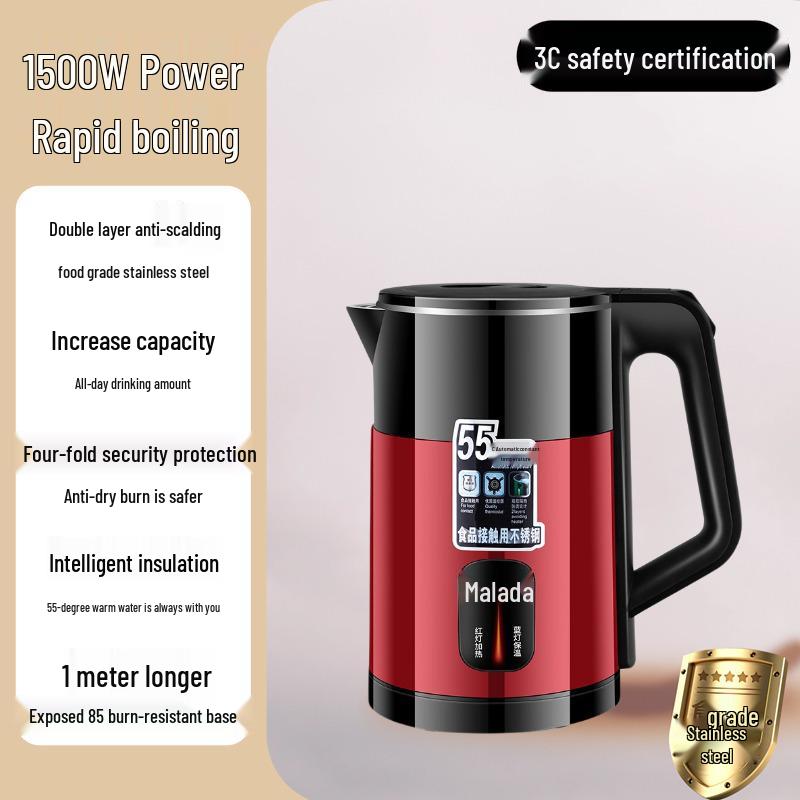 Wanlida 2025 Electric Kettle: Automatic Power-Off, Large Capacity, Insulated Boil, Household Use