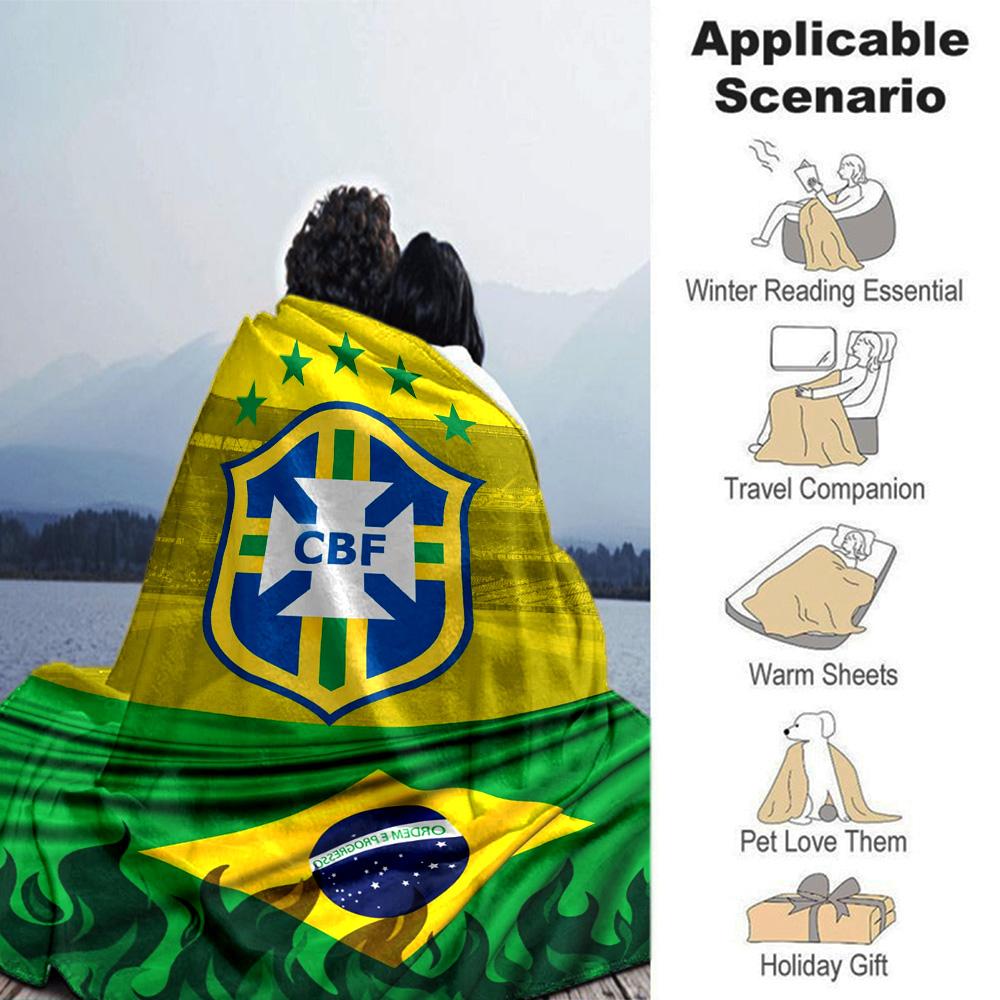 Brasil CBF Print Flannel Blanket High Quality Warm Comfortable Cover for All Seasons Perfect for Gifts Home Decor