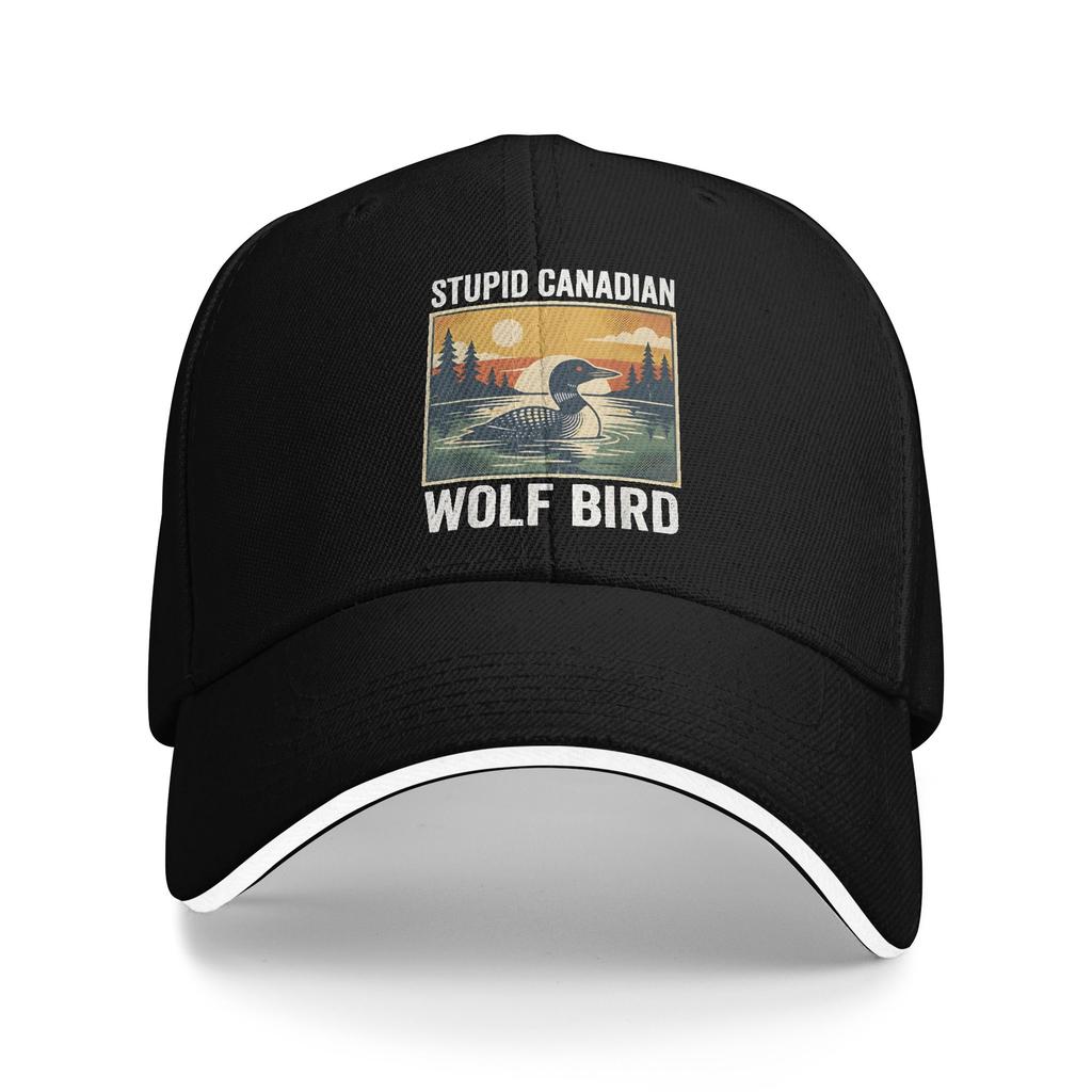 Stupid Canadian Wolf Bird Funny Loon Sun Baseball Cap Summer Men Women Print Trucker Hat Sunscreen Hiking Fishing Snapback Cap