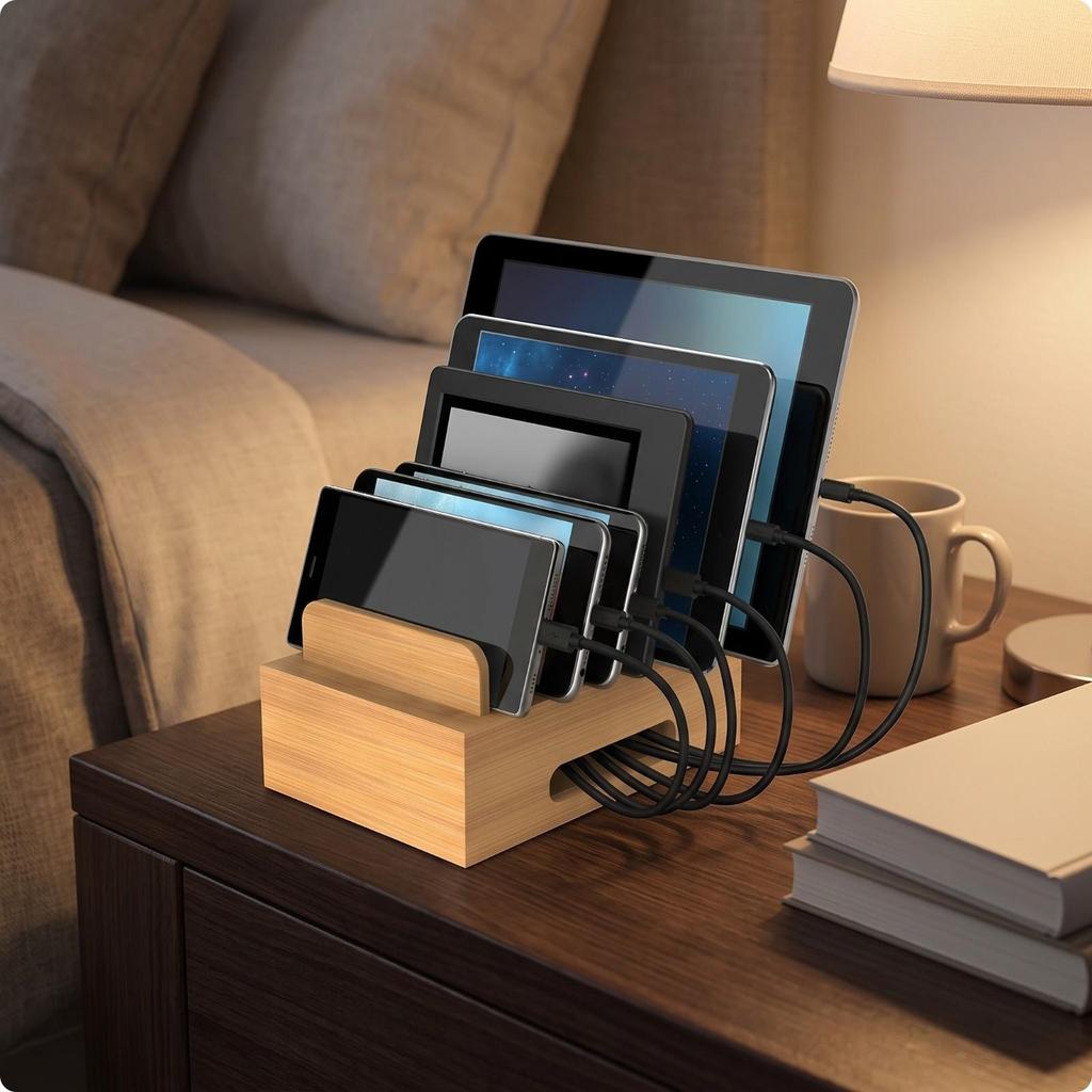 Bamboo Organizer Stand Space-Saving Dock Tidy for Students